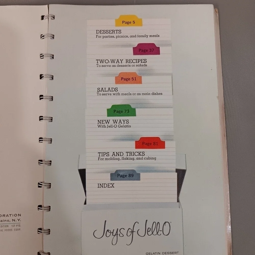 VTG Cookbook JOYS OF JELL-O Jello Gelatin Dessert 2nd Printing Spiral Bound 95pg